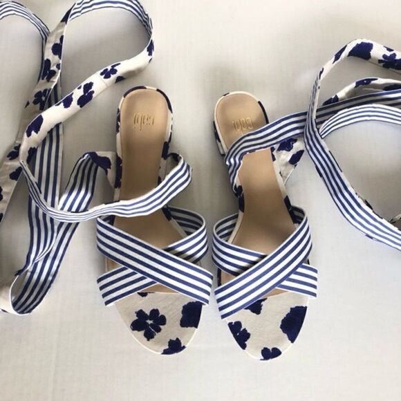 Cabi | Tied Up Stripe Floral Wrap Sandal | 10 M - Picture 3 of 9